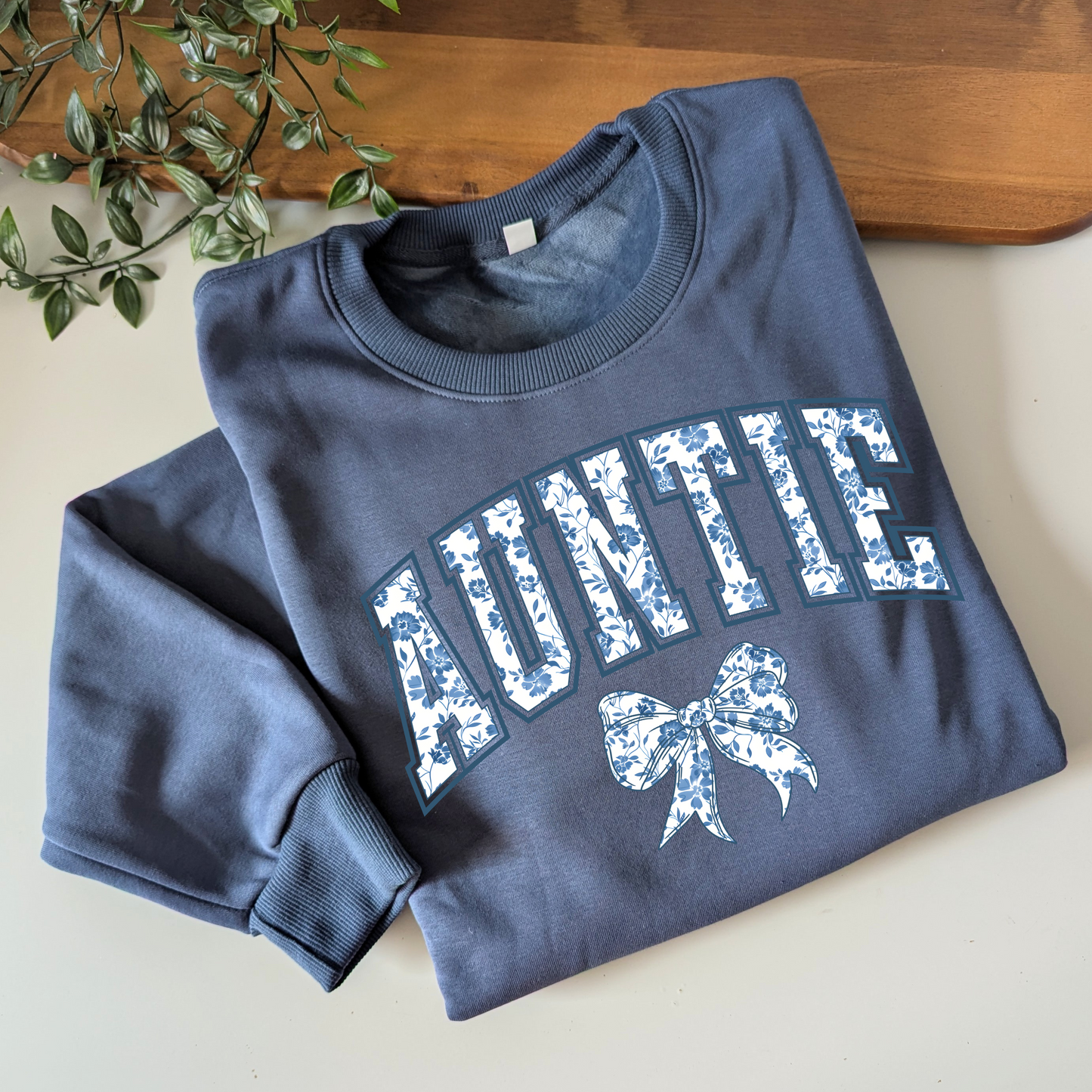 Blue Coquette Personalised Blue Floral Bows Jumper. Mum, Grandma, Auntie, Gigi, Nanny Jumper
