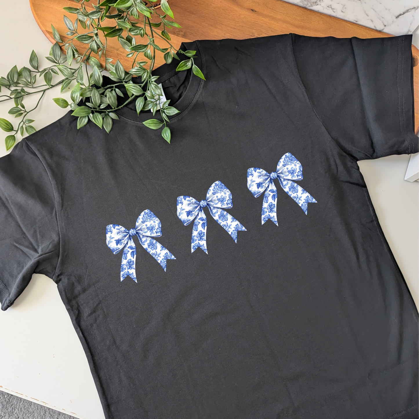 Antique Style Coquette Chinoiserie Blue Floral Tshirt