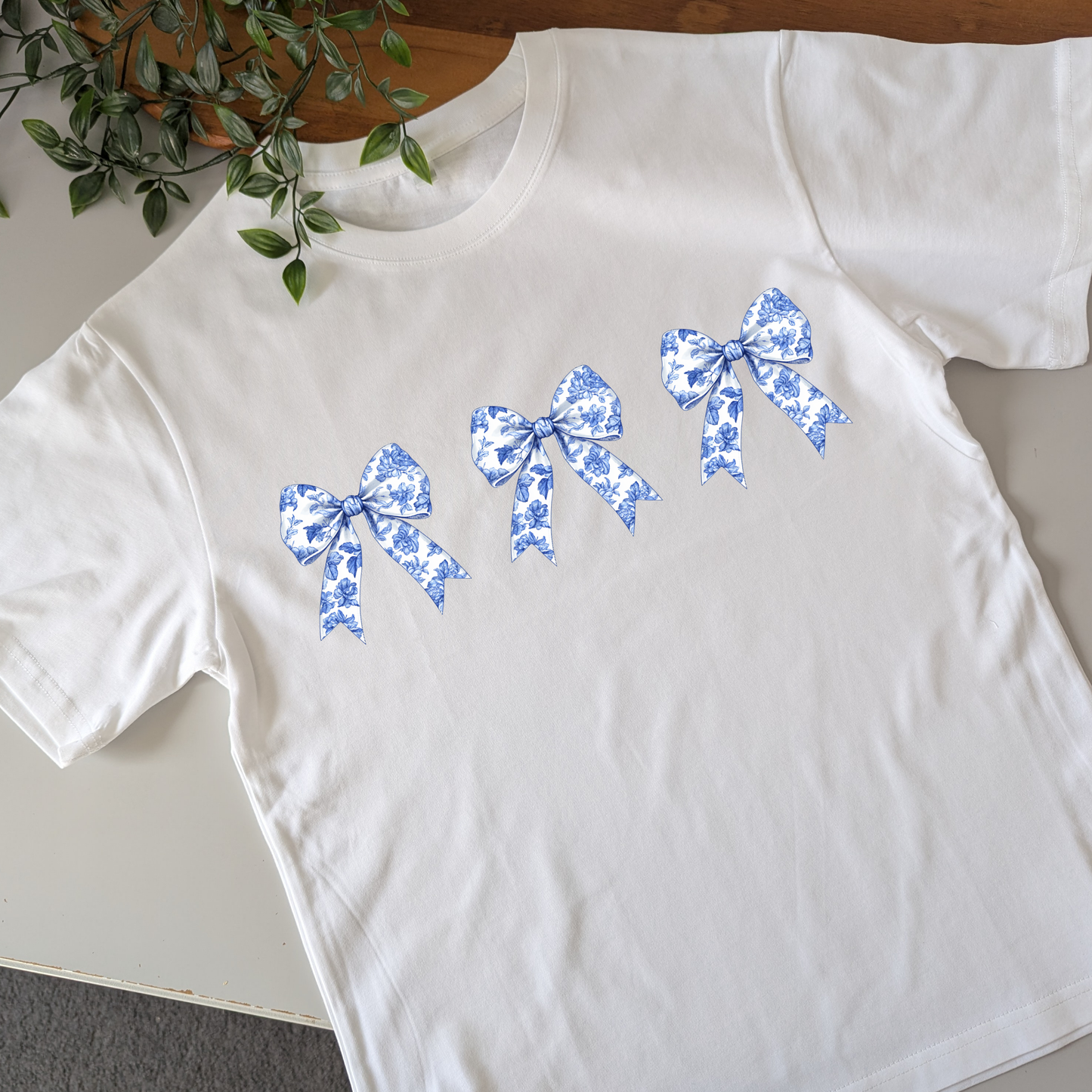 Antique Style Coquette Chinoiserie Blue Floral Tshirt