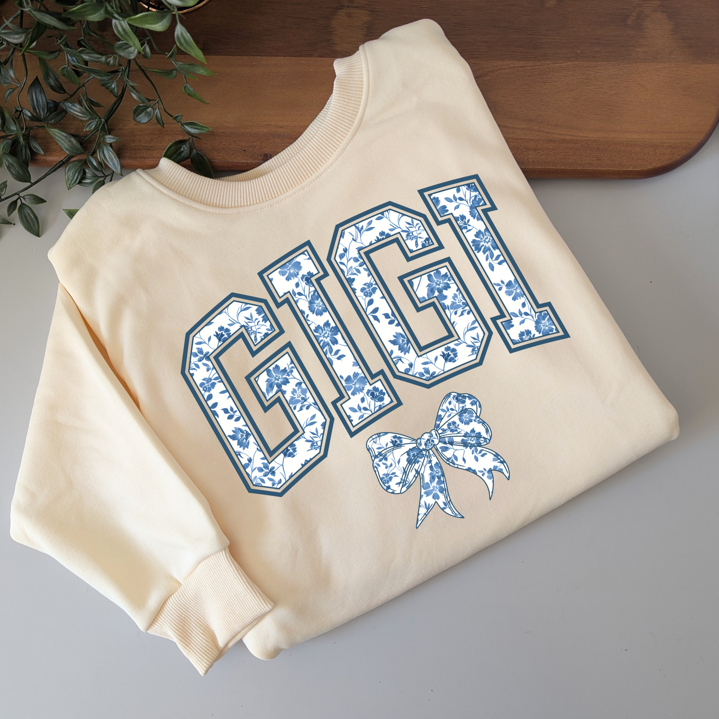 Blue Coquette Personalised Blue Floral Bows Jumper. Mum, Grandma, Auntie, Gigi, Nanny Jumper