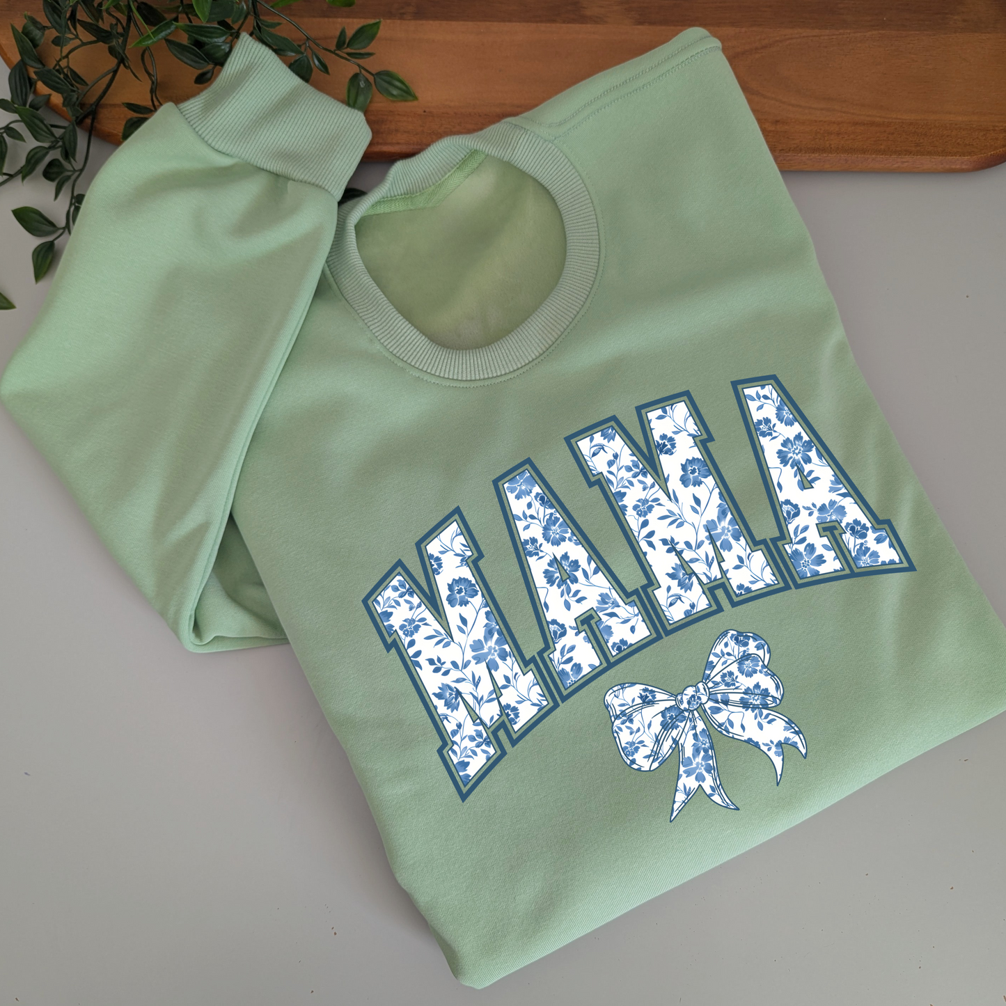 Blue Coquette Personalised Blue Floral Bows Jumper. Mum, Grandma, Auntie, Gigi, Nanny Jumper