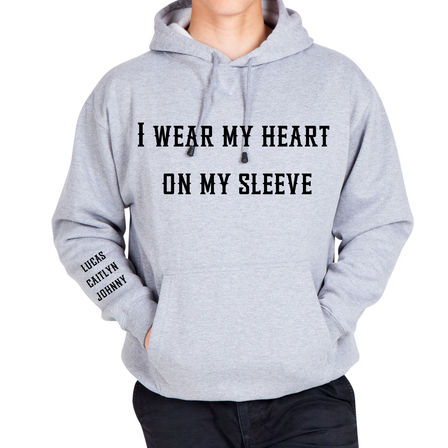 Men's I Wear My Heart on my Sleeve Personalised Jumper