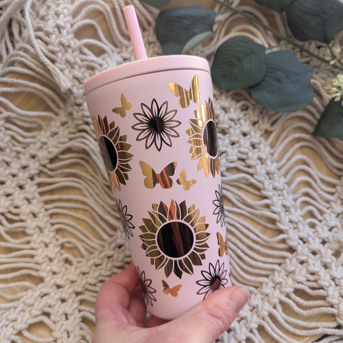 Insulated tumbler & straw with choice of design