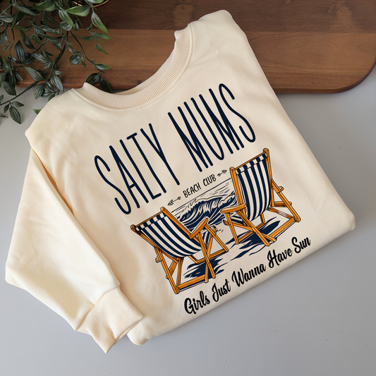 Salty Mum's Beach Club Girls Just Wanna Have Sun Crewneck Jumper