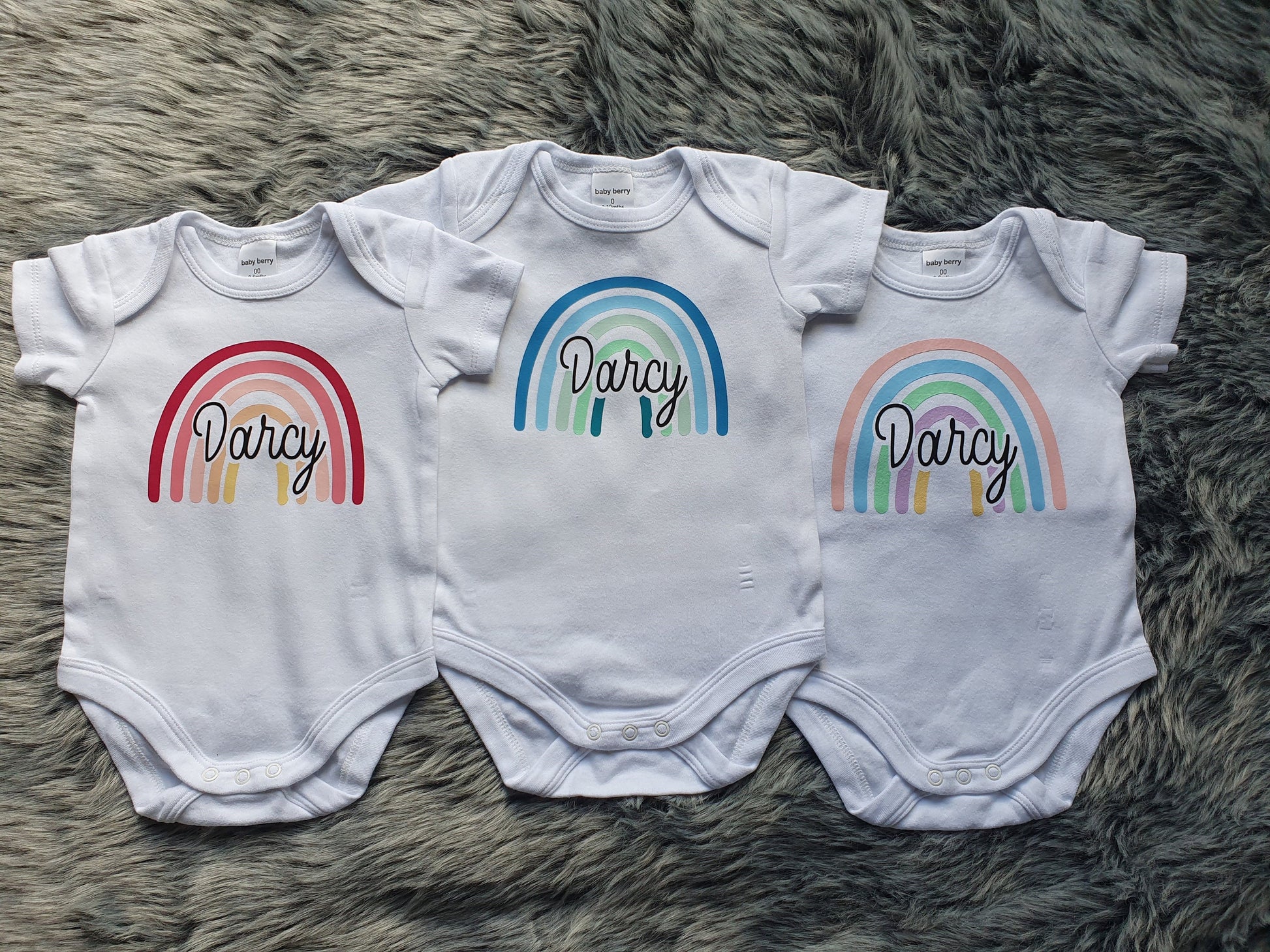 Rainbow Baby Personalised Name Bodysuit. Rainbow kids clothes. Custom name rainbow baby suit. Custom baby clothes. Baby bodysuit.