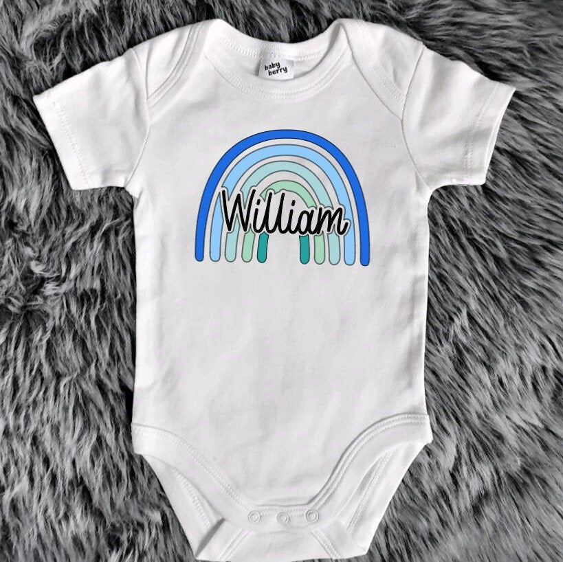 Rainbow Baby Personalised Name Bodysuit. Rainbow kids clothes. Custom name rainbow baby suit. Custom baby clothes. Baby bodysuit.