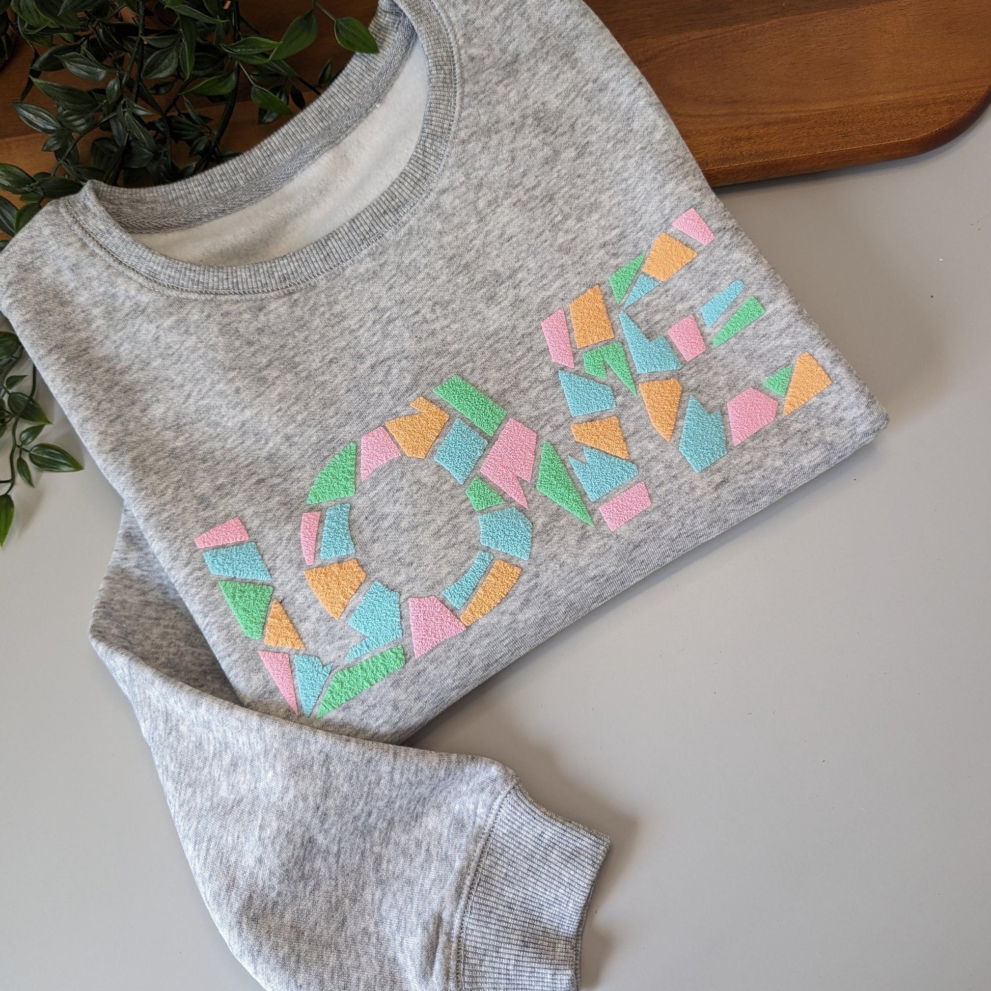 Pastel puff LOVE geometric jumper. Women's love jumper. Girly sweatshirt. puff htv jumper. Cute women's crewneck