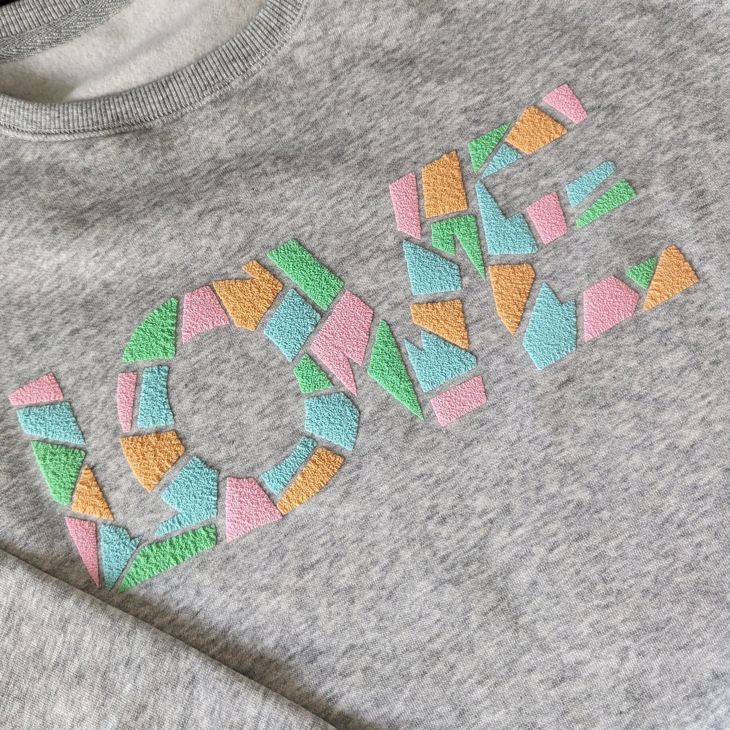 Pastel puff LOVE geometric jumper. Women's love jumper. Girly sweatshirt. puff htv jumper. Cute women's crewneck